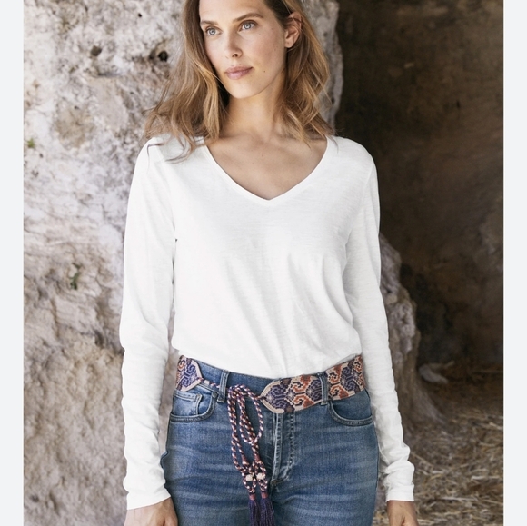 NWT Peruvian Connection Oxide Katia Long Sleeve Tee V Neck Burnt Orange Large - Picture 3 of 7